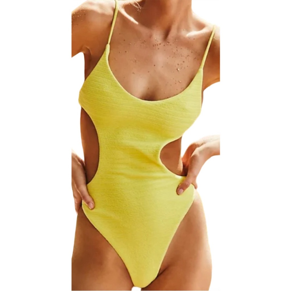 Free People X Mello the Label Yellow Cutout Swimsuit